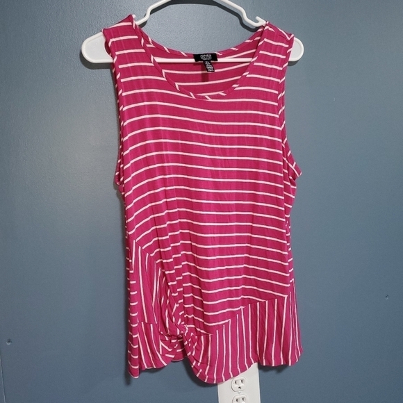 Pink & White Striped Tanktop Large - Picture 1 of 3
